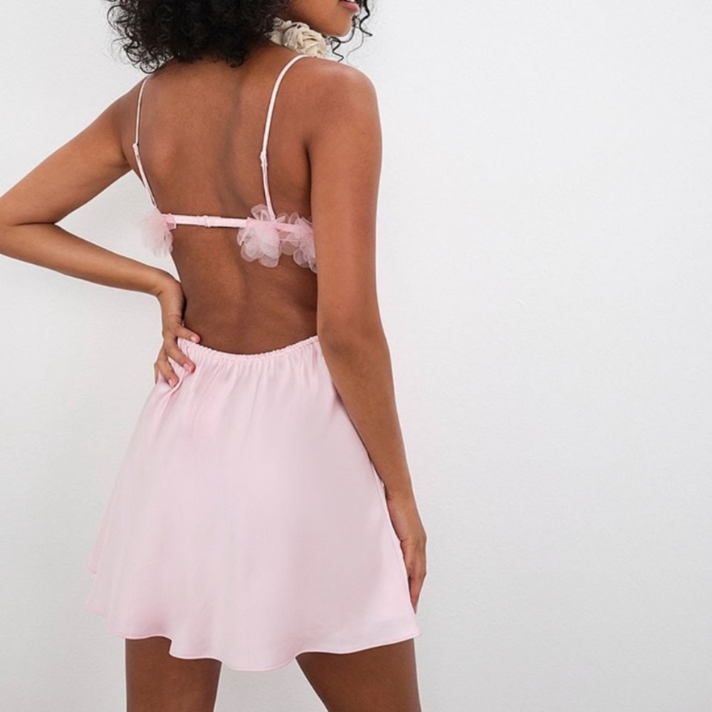 New! For Love and Lemons pink satin cutout slip dress nightie pink 15323 - Picture 3 of 14